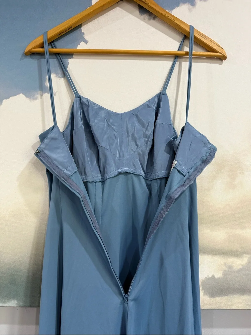 Vintage Blue Maxi Slip Dress |Prairie Romance | Coastal | Fit Modern Small - Picture 7 of 15